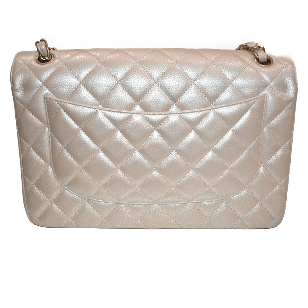 Chanel Grained Classic Pink Handbag Calfskin Champagne